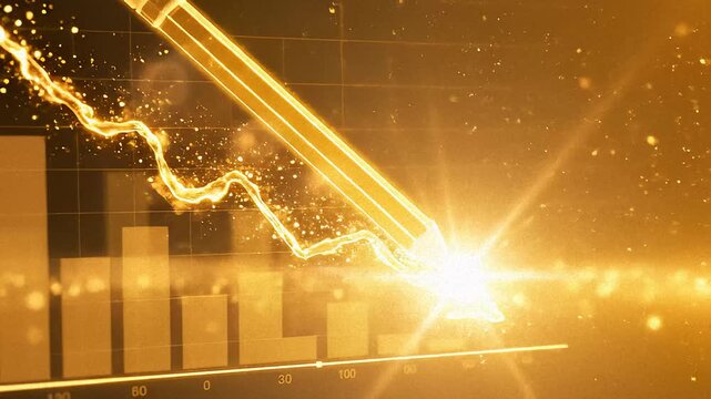 Financial Chart Line Crashes Downward in Economic Recession Glow Style