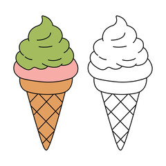 Ice cream cone coloring pages for kids vector