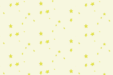 A seamless pastel yellow background with randomly scattered yellow  stars of varying sizes
