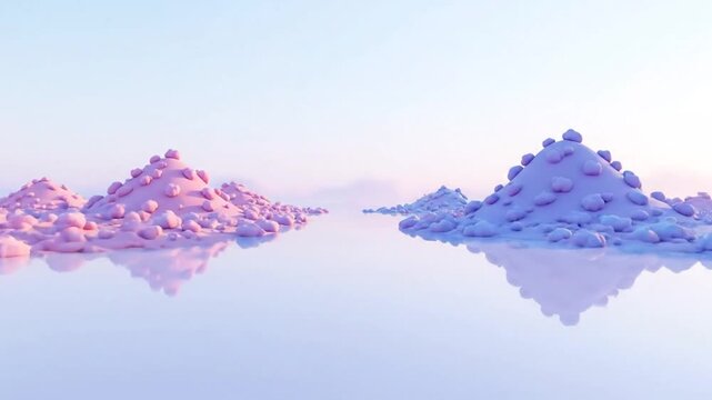 Ethereal candycolored landforms reflected in still water
