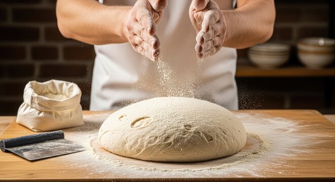 baker kneading dough
