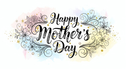 Watercolor Floral Mother's Day Greeting with Elegant Script and Pastel Background