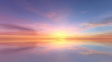 Fototapeta premium Tranquil Seascape at Sunrise with Colorful Sky Reflecting over Calm Water in Serenity and Peaceful Atmosphere Representing Nature’s Beauty and Stillness
