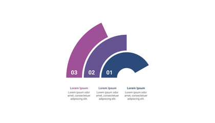 Fototapeta premium Radial bar chart and text placeholders with 3 bar for business presentation