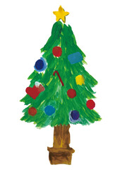 クリスマスツリーの水彩画