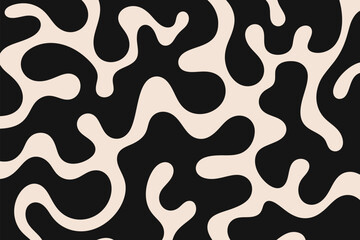 Abstract organic shapes background seamless vector pattern in black and beige ideal for textile and wallpaper design