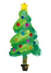 クリスマスツリーの水彩画