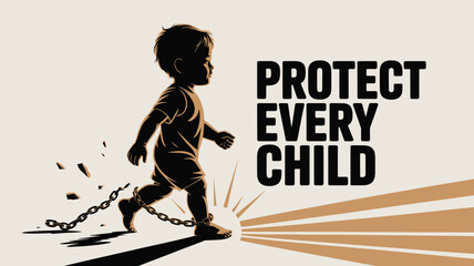 Silhouette of a Child Walking with Chains Protect Every Child Advocacy