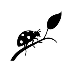 Ladybug crawling on stem – innocence and nature design  vector with white background 