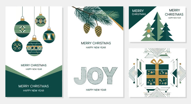 Festive Greetings A Collection of Christmas Cards with Geometric Designs and Seasonal Motifs