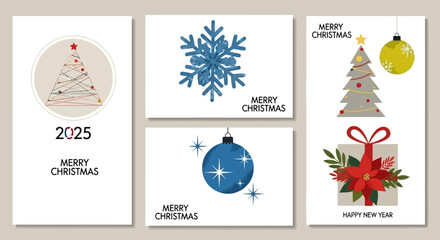 Festive Christmas Cards Celebrating the Season with Snowflake, Ornaments, and Gift Designs
