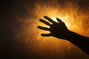 Silhouette of a hand reaching toward a glowing light, symbolizing ambition, hope, and aspiration.