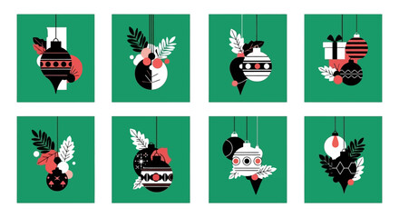 Elegant Holiday Ornaments in Geometric Design for Festive Decor