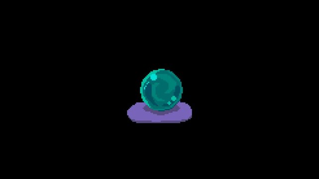 ドット絵の光る水晶玉,水晶占い,透過背景,緑