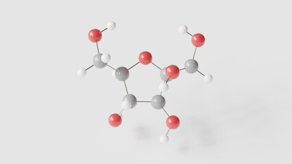 beta-d-fructose molecule 3d, molecular structure, ball and stick model, structural chemical formula monosaccharide