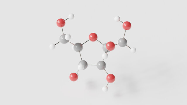 beta-d-fructose molecule 3d, molecular structure, ball and stick model, structural chemical formula monosaccharide