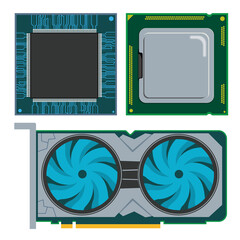 ハイテクなマイクロチップ（プロセッサ）のベクターイラスト