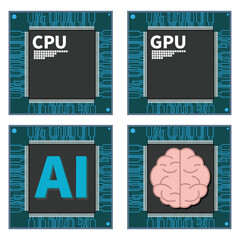 ハイテクなマイクロチップ（プロセッサ）のベクターイラスト