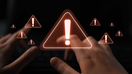 Cybersecurity alert warning showing red cyber for data breach, network threat, and cyber security system vulnerability with emphasis on security risk, caution, digital protection Marrow