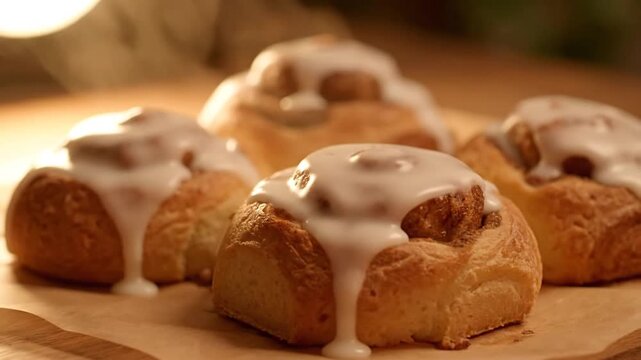 Glazed cinnamon rolls warm and sweet