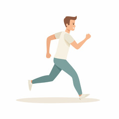 Fototapeta premium Cartoon illustration of a man running in motion, healthy active lifestyle.