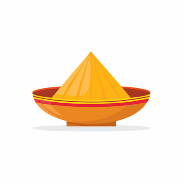 Traditional Asian conical rice hat illustration in vibrant yellow and orange a cultural headwear symbol