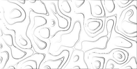 Abstract organic contour lines in grayscale with a bright white background, offering a clean and versatile design element resembling a topographic map