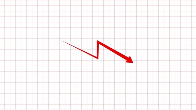 Red business graph with an arrow showing finance decrease and market down
