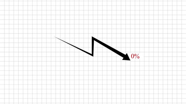 Financial business graph chart with a downward arrow showing stock market decrease and loss