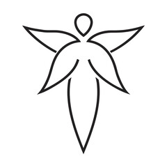a minimalist flying angel outline 