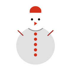Simple Flat Design Snowman Vector Illustration