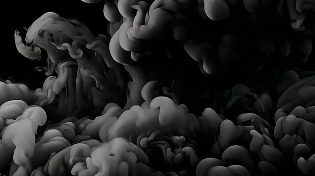Swirling gray smoke creates an abstract cloud against a dark background mysterious and ethereal