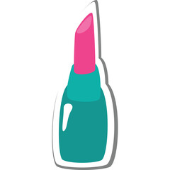 Bright Pink Lipstick In Teal Case With White Outline And Shadow On Transparent Background Cosmetic Product For Beauty And Makeup