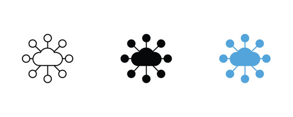 Cloud computing network icon set vector on white background. connection, data, technology, internet, symbol.