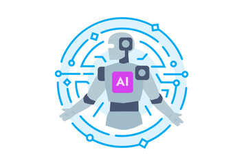 illustrations concept with businessmen. technology, partnership, artificial intelligence business robot, cybes. linear illustration Icons infographics. Landing page site print poster. Line story