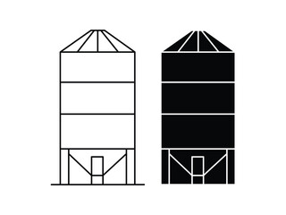 Grain silo with level indicator icon set. farm symbol. storage building icon. vector illustration