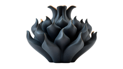 Modern black vase 3D rendered, matte finish with sculptural form, isolated on white background