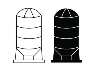 Grain silo with level indicator icon set. farm symbol. storage building icon. vector illustration