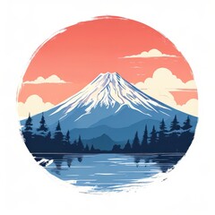 an AI Image Generator, Vibrant Mountain Landscape With Snow Peak, Forests,