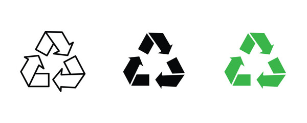 Obraz premium Recycle icon set vector on white background. environment, eco, green, waste, management, symbol.