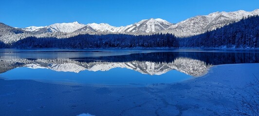 Winter Lake Mountain Reflection