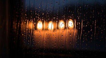 Rainy window night view with city lights bokeh background wallpaper stock photo download free image