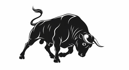 Obraz premium vector illustration of a black bull