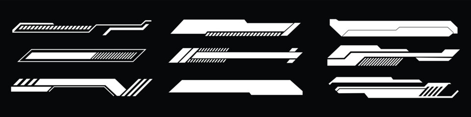 Futuristic white racing stripe. Futuristic cyberpunk HUD elements collection. Futuristic interface ui elements. Holographic hud user interface elements. vector illustration 