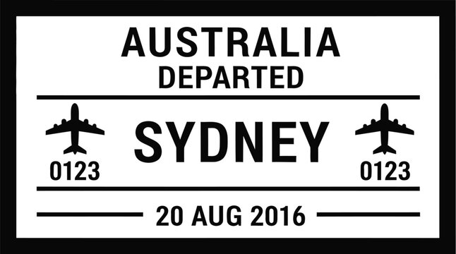 Australia departed sydney stamp vector graphic travel document design