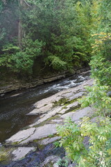 Saint-Charles river in quebec on a sunny autumn day