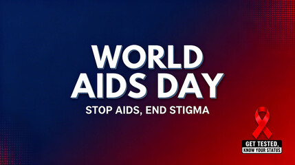 Green leaves and words represent AIDS Day, hope and treatment, and are suitable for health science popularization and public welfare publicity.
