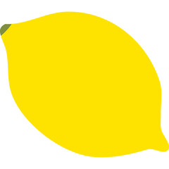 Bright Yellow Lemon Fruit With Green Stem And Pointed Ends Isolated On Transparent Background Simple Flat Design