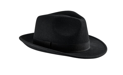 Classic Black Fedora Hat Isolated on White Background - Stylish Headwear