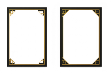 Art deco style black and gold border frames